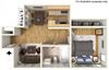 The Park at Idlewild Apartments 1 Bedroom 1 Bath 3D Floor Plan